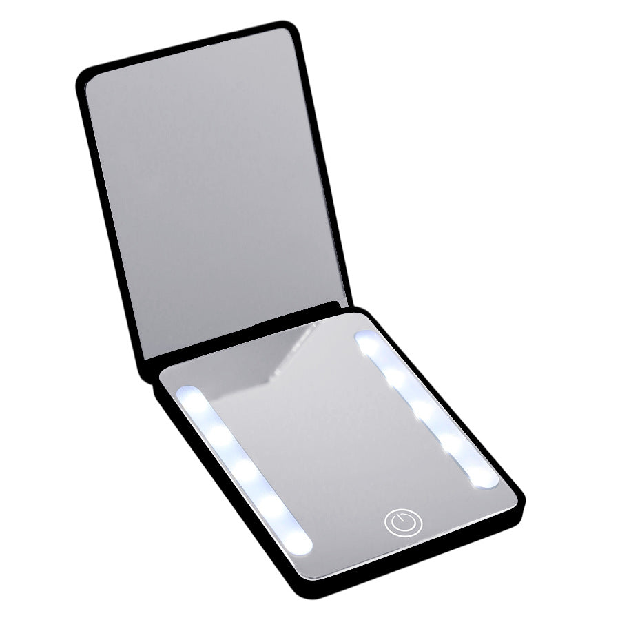 Compact Double-Sided pliant miroir de maquillage Portable LED lumière pour Touch-Ups