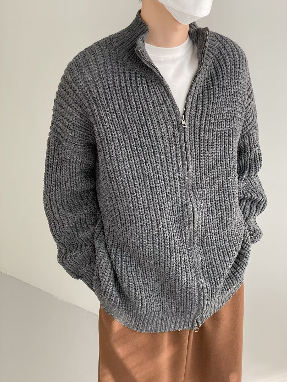 Demi-col de tortue hommes printemps et automne All-matching style lazy Solid couleur sweater manteau