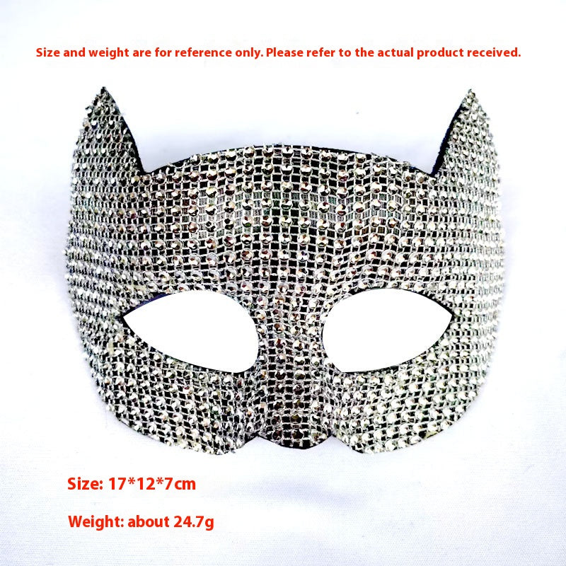 Performance Masquerade d'Halloween Cristaux Stick-on Cat Hommes et femmes Masque