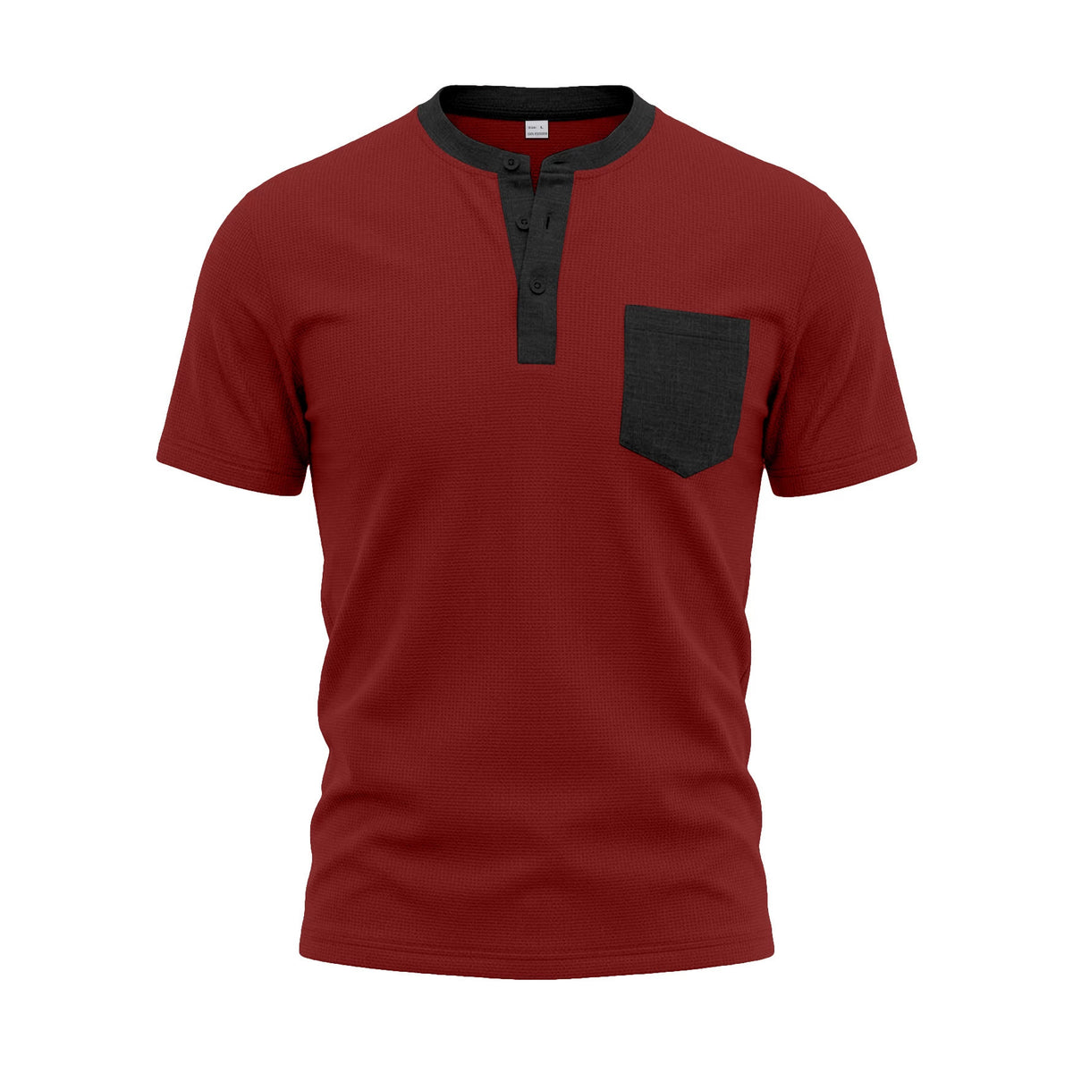 Hommes Waffle Knit Henley T-shirt avec la couleur contrastante Pocket Plus Taille Casual Respirant Shor