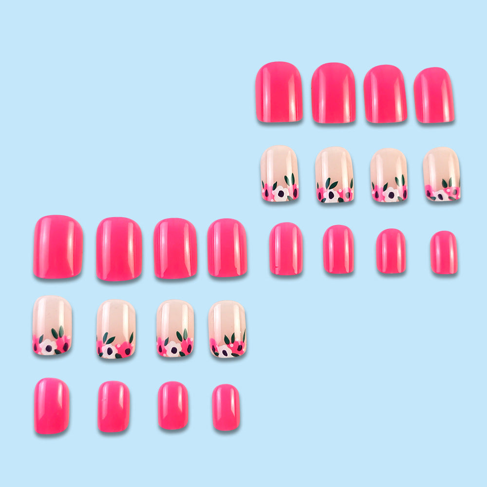 24 pièces de stickers à ongles en acrylique rose rose avec