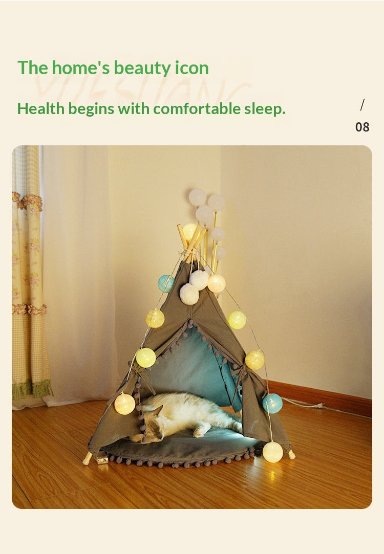 Lit de tente pliable tout-saison pour chats et chiens.