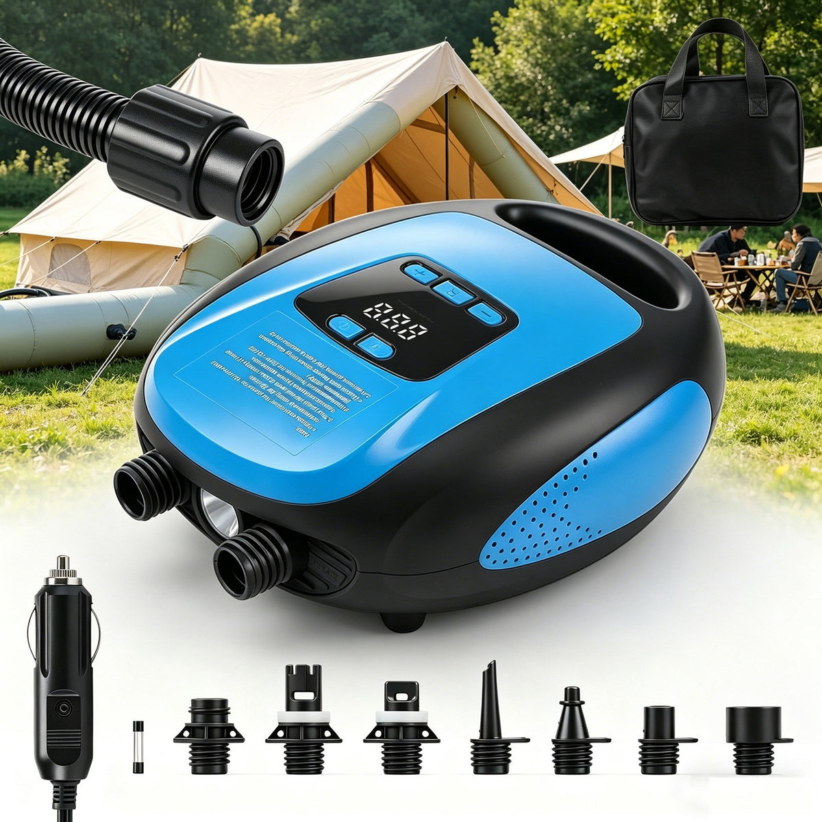 12V SUP Pompe à air électrique 20PSI Max LCD numérique pour Paddle Board Bateau gonflable