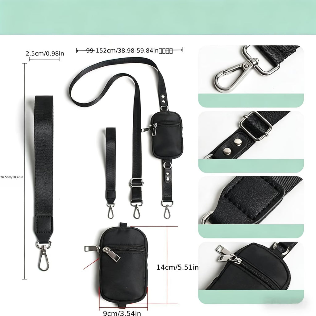 Twill Glossy Ribbon Phone Lanyard Bracelet de poignet amovible avec une petite poche de monnaie