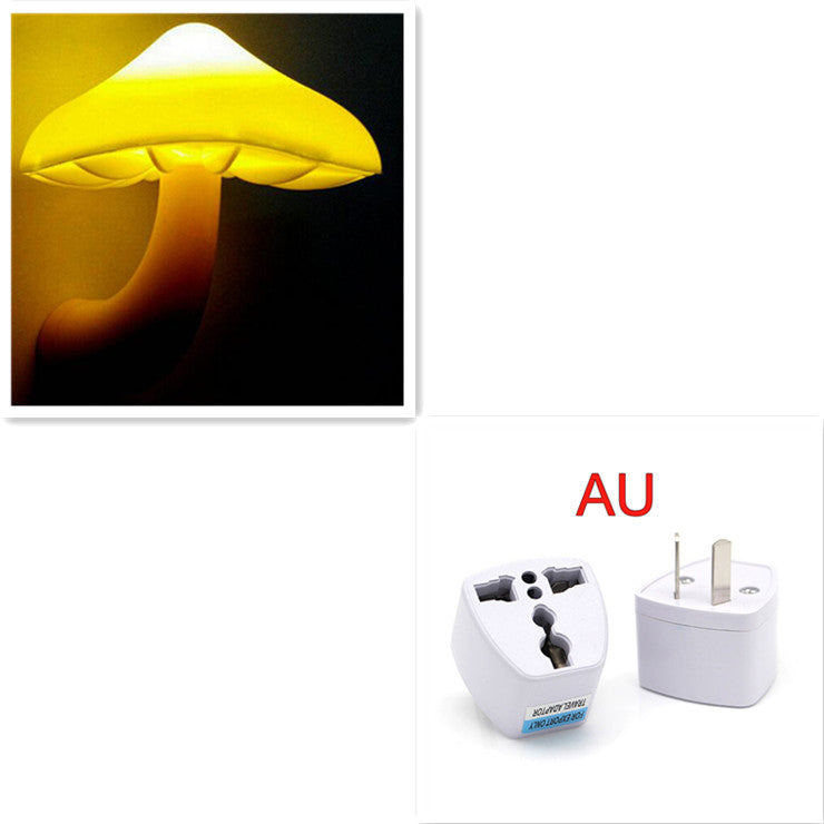 LED Night Light Mushroom Wall Socket Lampe EU US Plug Warm White Light-control Capteur Bedro