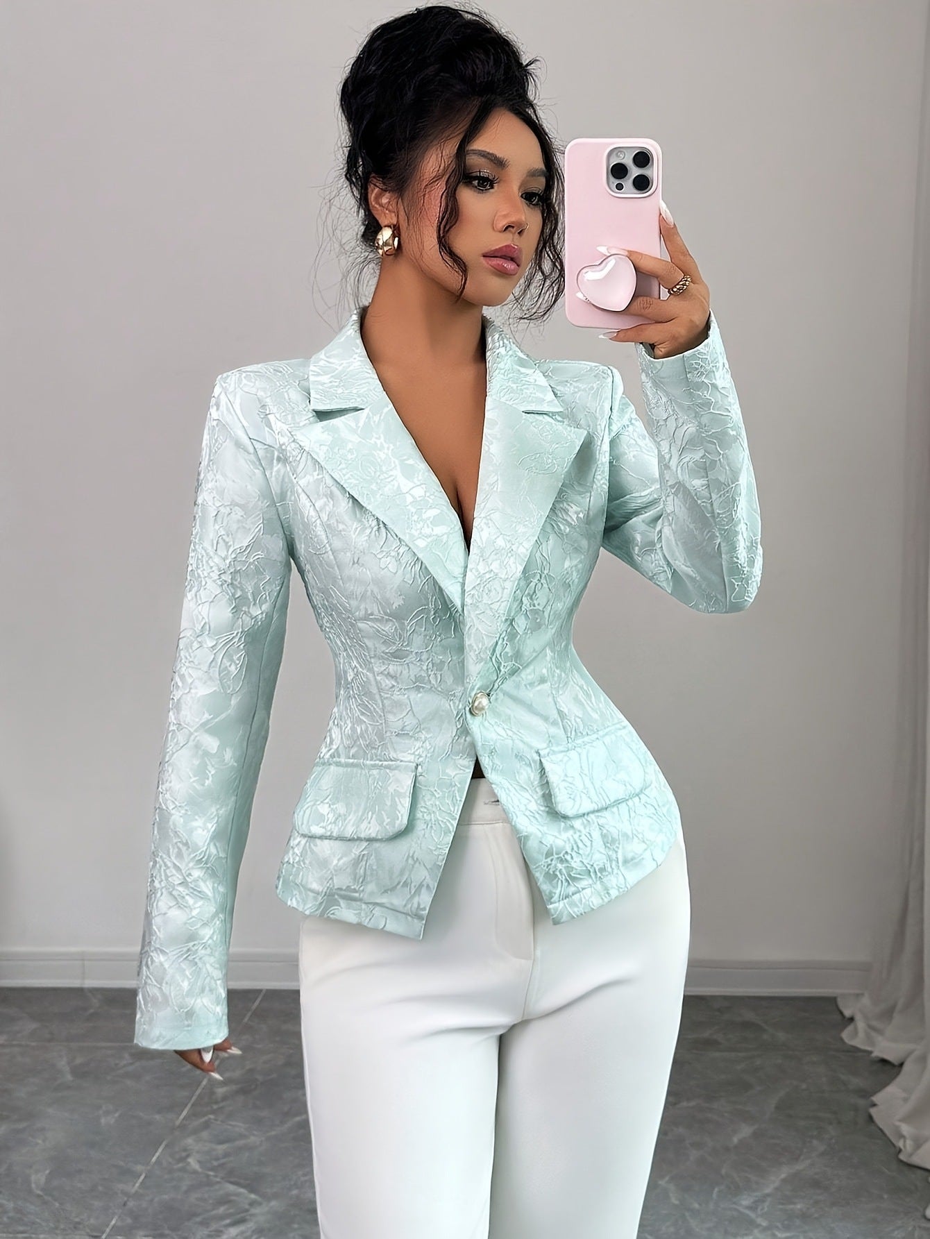 Brodé Fashionable Casual Patchwork Lapel Blazer uni-brassé