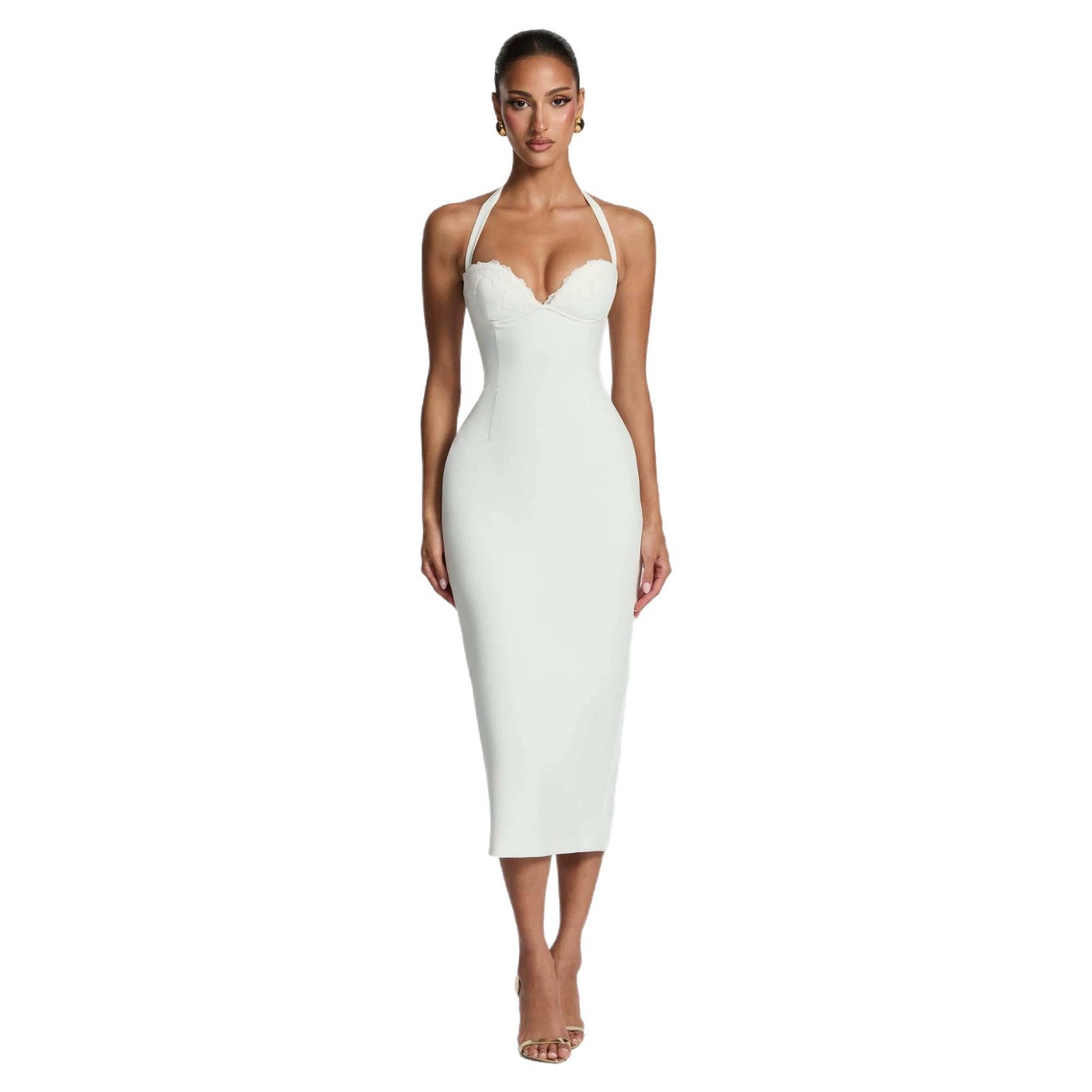 Robe en dentelle à col de lacet pour femmes