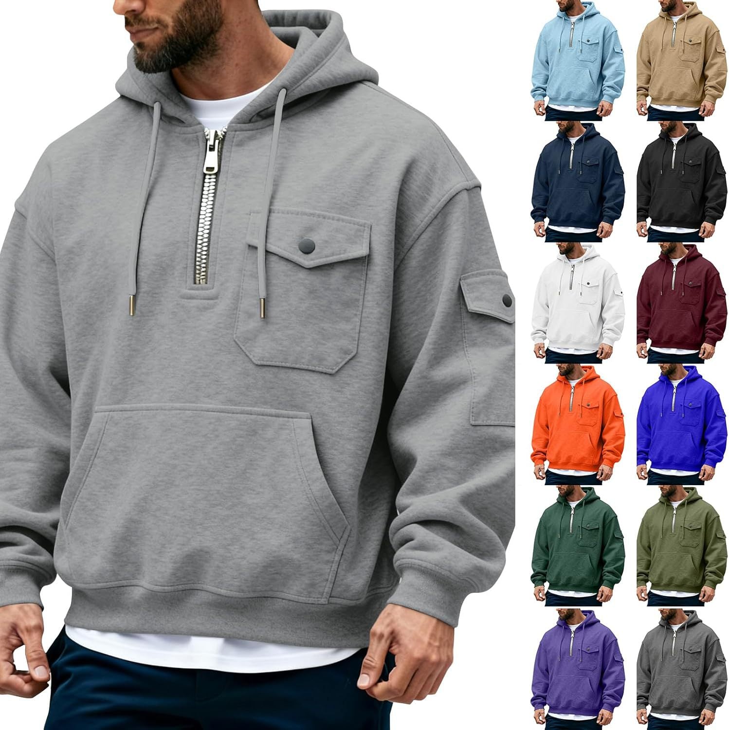 Haut de veste à manches longues à capuche pour hommes