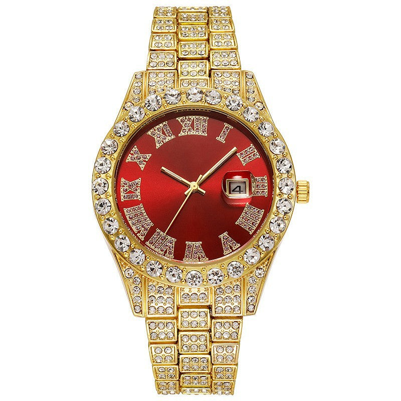 Bracelet en acier pour hommes Hip-hop Roman Quartz Montre