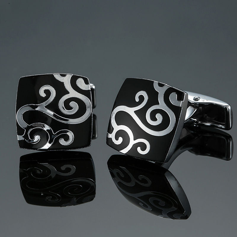 Rose d'herbe Or et Argent Motif Boutons de manchette