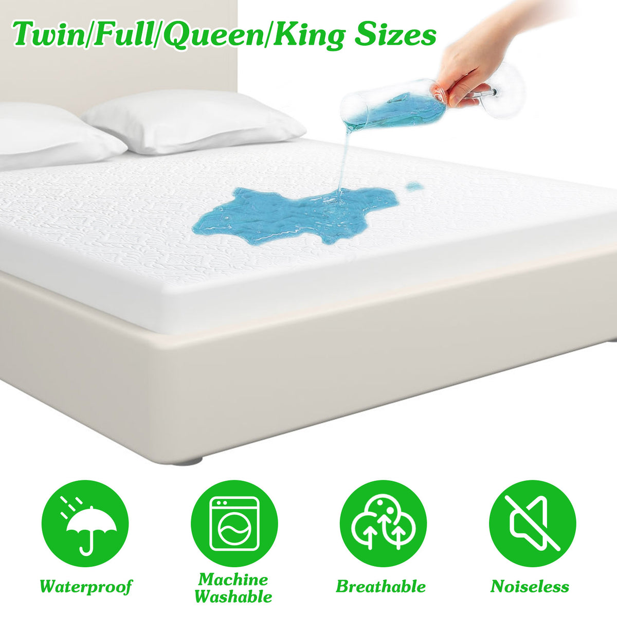 Matelas imperméable à l'eau de taille complète Protecteur respirant coton doux matelas housse avec Ela