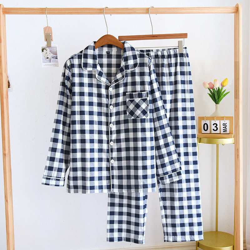 Coton du couple Pyjama à manches longues Printemps et automne Grande taille mince Lounge costume