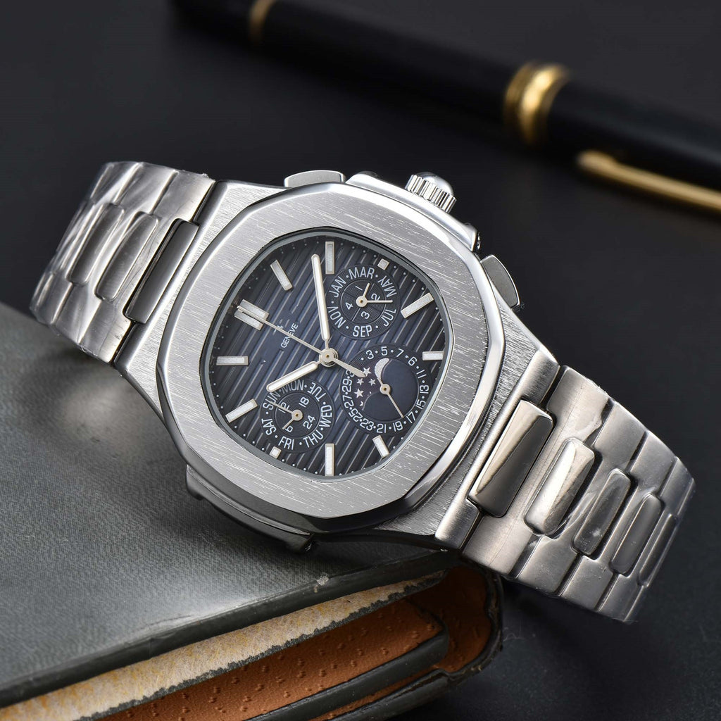 Fashionable Six-Pong Steel-Strap Business-Style Nautilus Mens Watch
