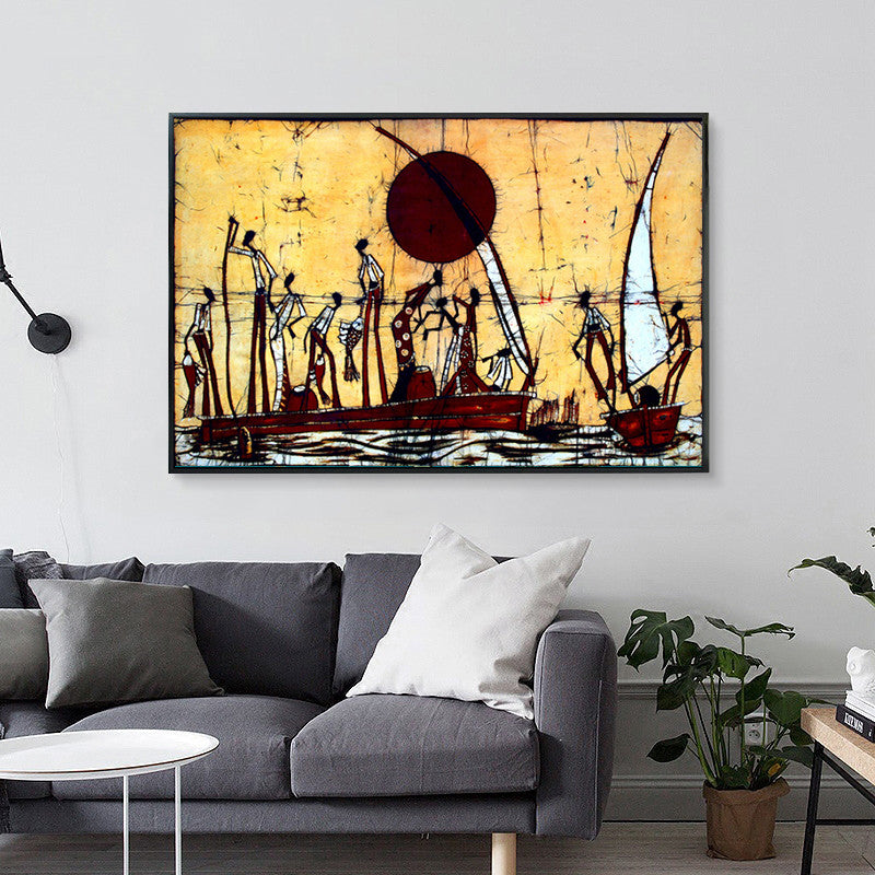 Résumé Affiche de peinture sur toile de paysage de voile africaine