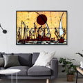Résumé Affiche de peinture sur toile de paysage de voile africaine