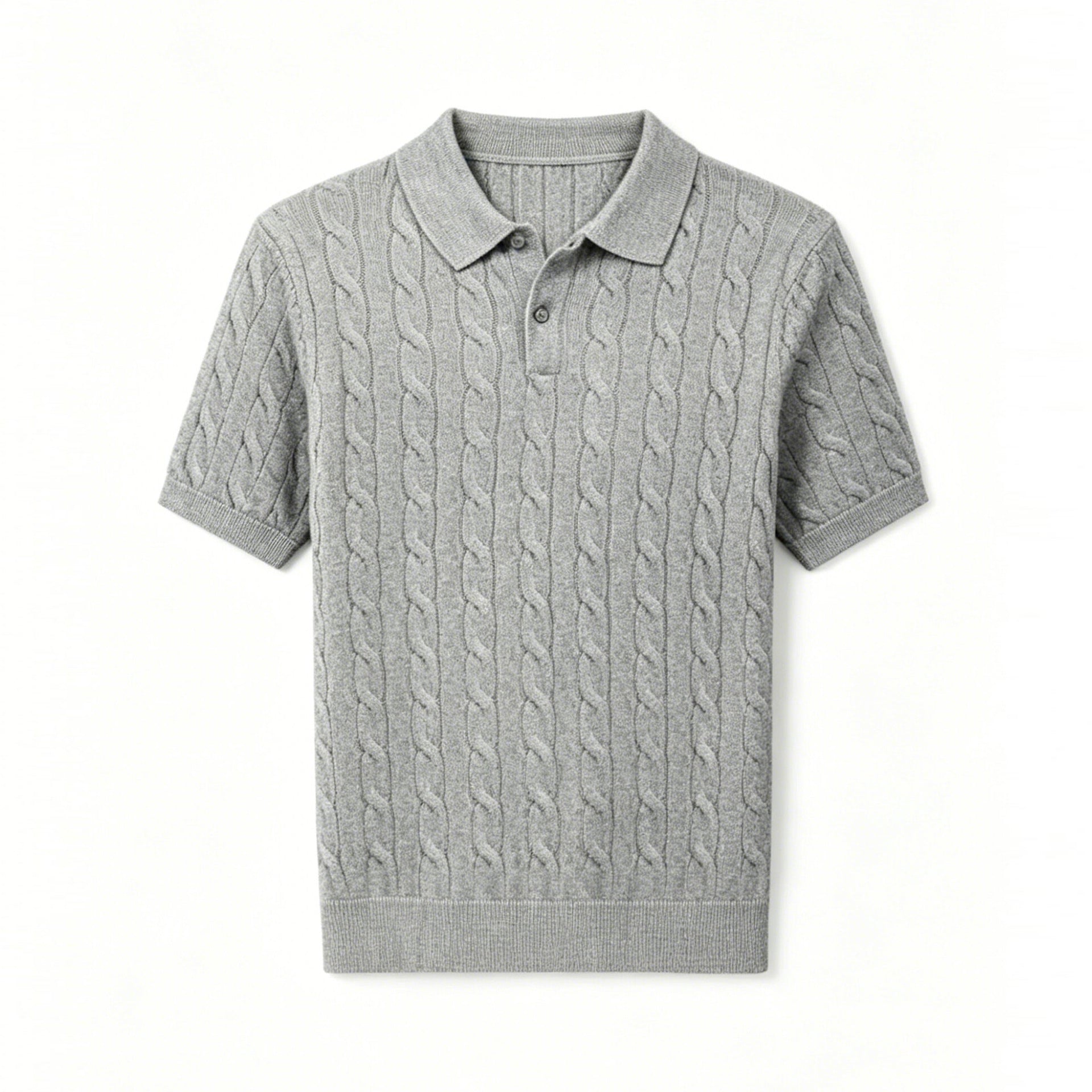 Chemise Polo en tricot de câble Hommes manches courtes T-shirt tricoté casual