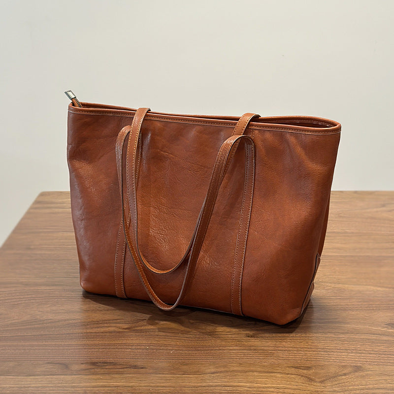 Cowhide Printemps Été Sac à épaule de grande capacité