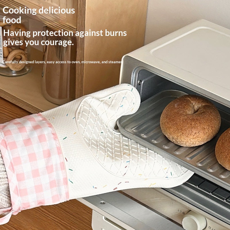 Gants isolants en silicone Gants de cuisine antidérapants résistant à la chaleur à deux doigts