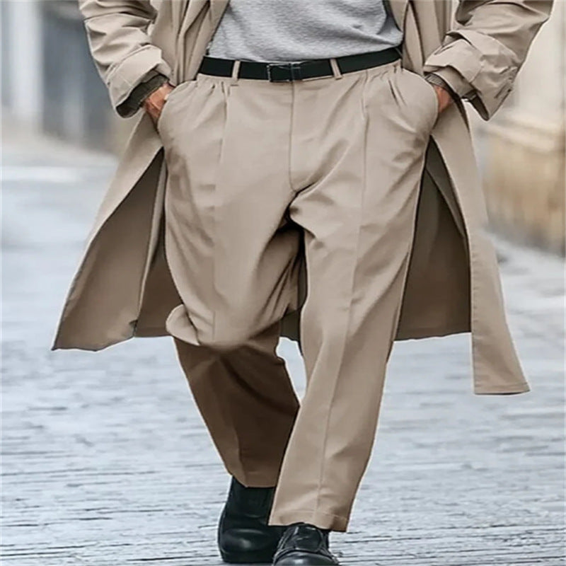 Hommes Affaires Formel Solid-Color New-Style Outdoor Street-Style Straight-Leg Pantalons de costume
