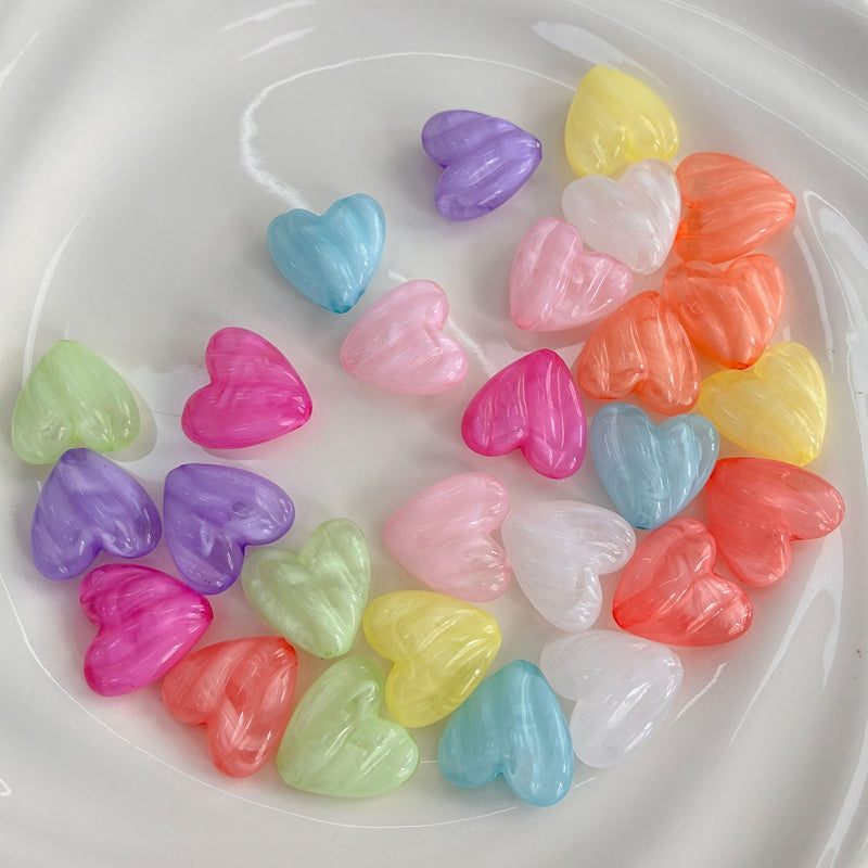 Perles de coeur en acrylique à deux tons