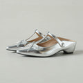 Femmes Élégantes Mini Bow T-Strap Slingback Mules matching Daily
