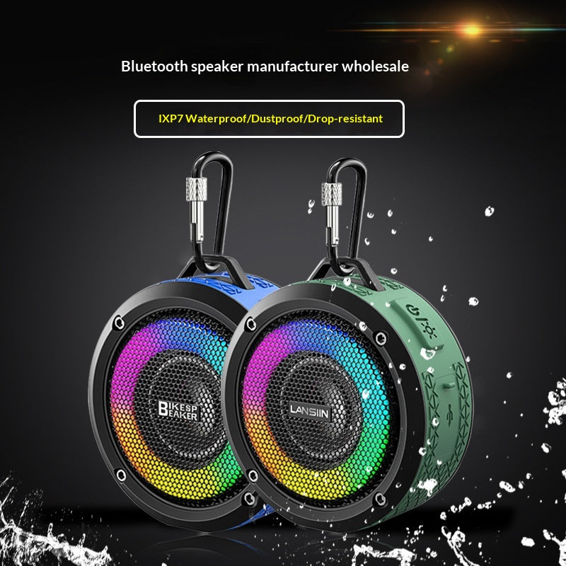 Round Waterproof Bluetooth haut-parleur portable Outdoor WTS Player avec éclairage RGB