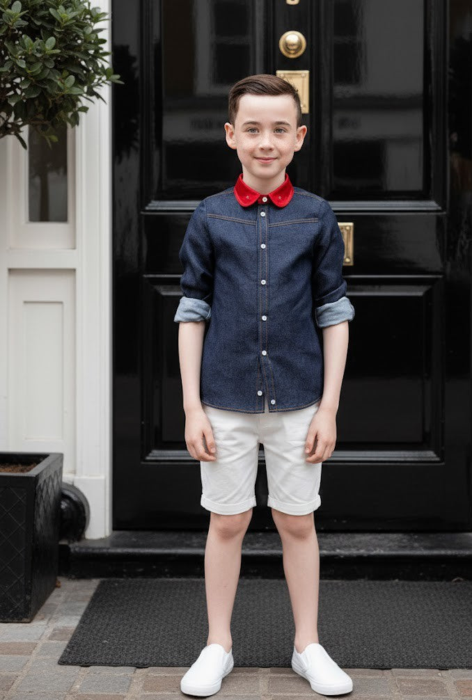 Garçons Printemps manches longues Chemise Enfants Uniforme scolaire Chemise formelle en coton 6-12Y