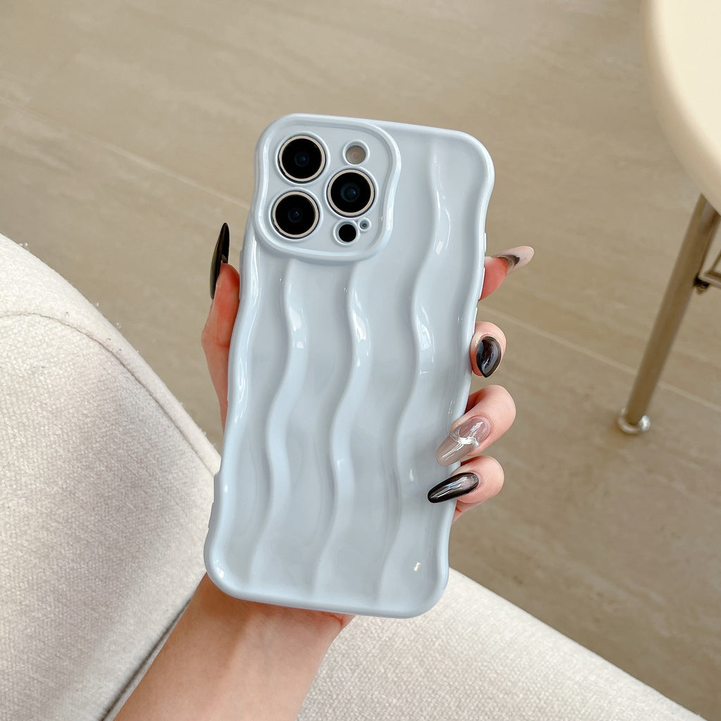 Applicable Electroplating 3-dimensional Wave Stripe Phone Case Protection anti-goutte