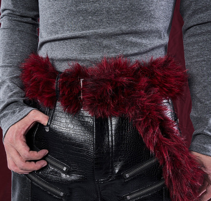 Ceinture de fourrure brodée à lettre créative et polyvalente