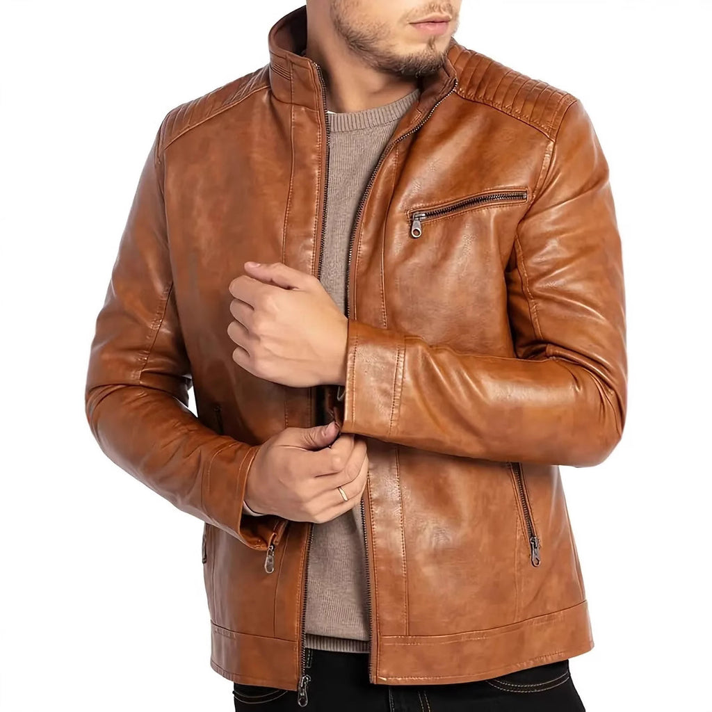 Veste en cuir de moto en polyester pour homme
