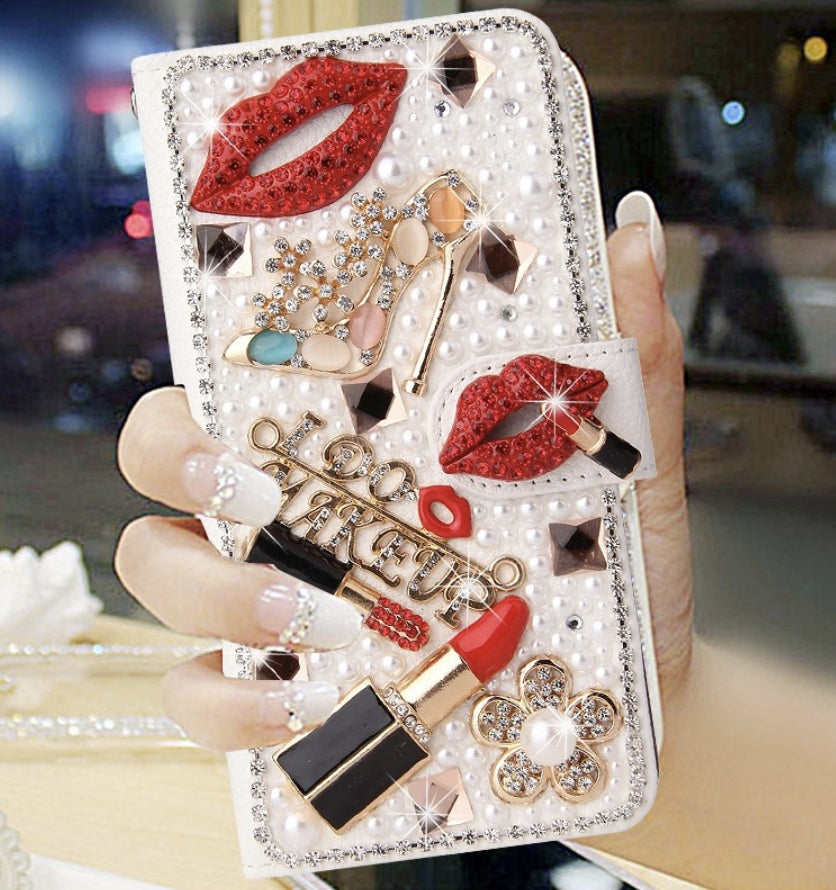 Étui en cuir pour téléphone Étui tout compris Strass