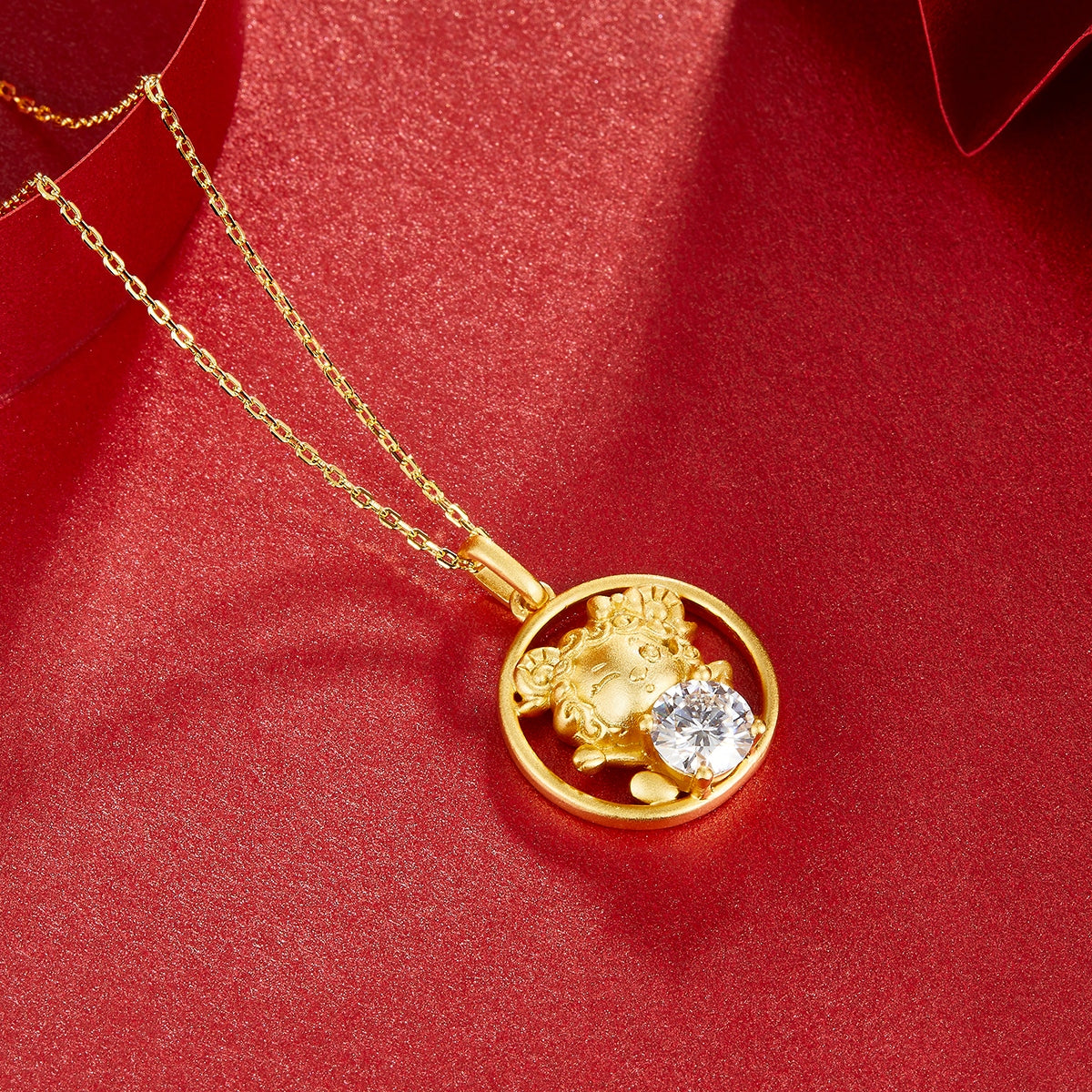 S925 Argent Sterling plaqué or 1ct D Couleur VVS1 Moissanite Chinese Zodiac Collier de chèvre