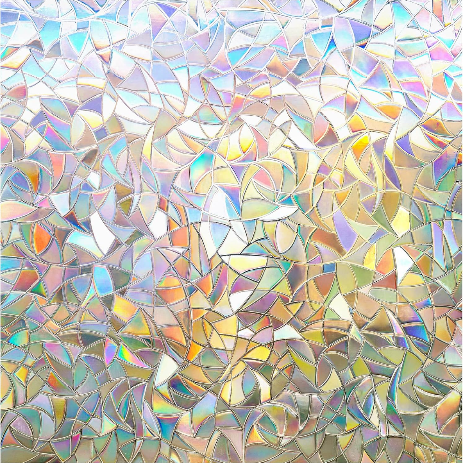 Fenêtre Vie privée Film Rainbow Film Sticker décoratif Fenêtre 3D Static Stained Glass Cling T