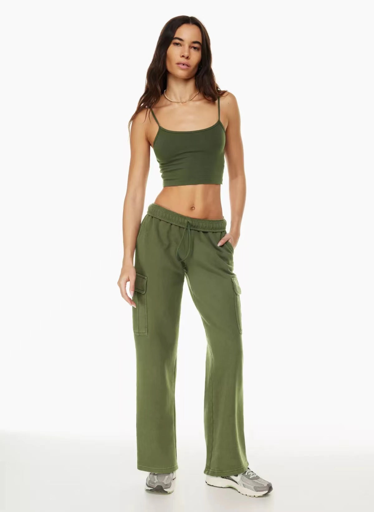 Pantalon de longueur de cheville large élastique taille haute