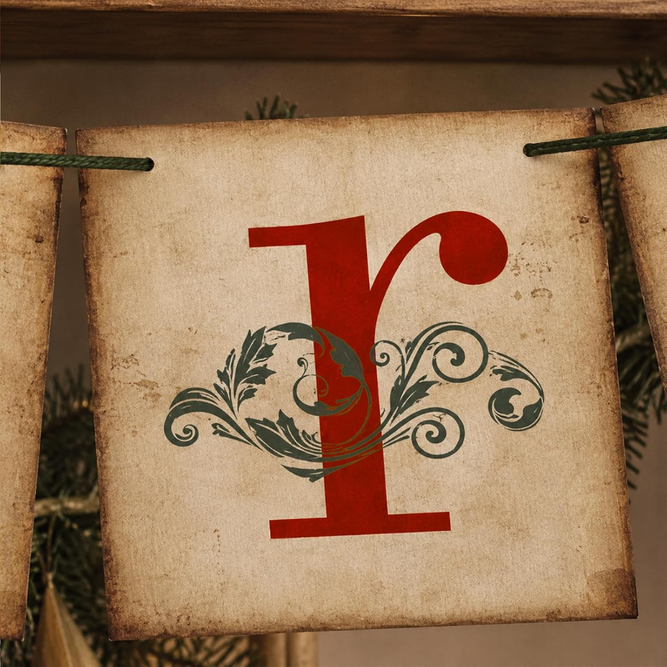 Décorations de Noël - Ancienne bannière de Noël pour décoration maison