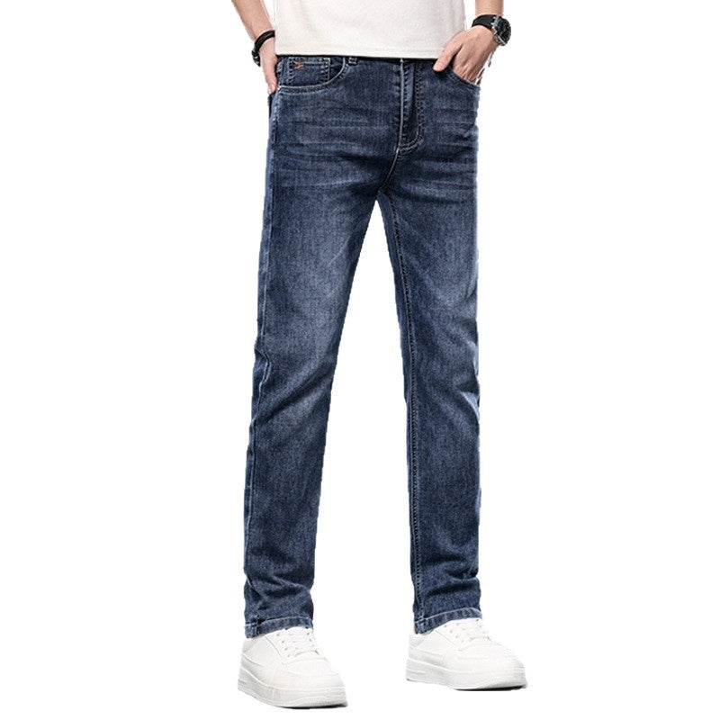 Mens Slim-Fit Straight-Leg Tencel anti-rides pantalons occasionnels