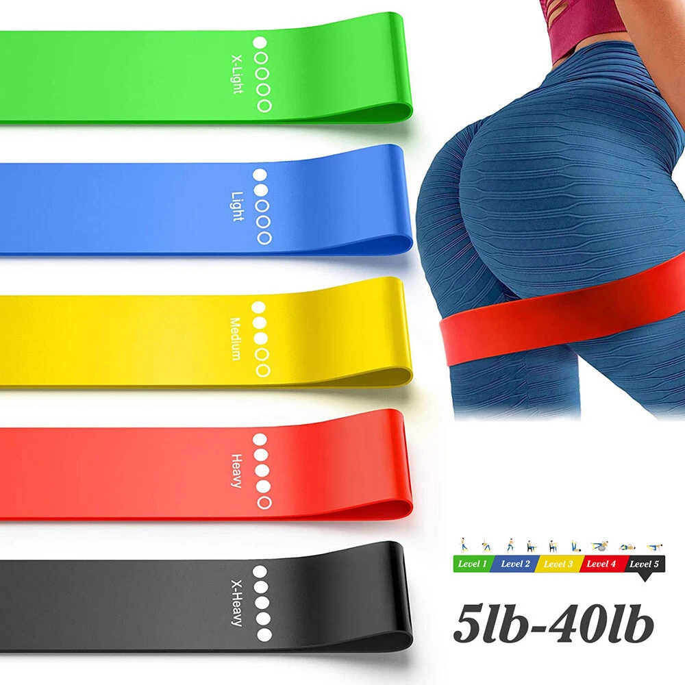 Bandes de résistance Ensemble de boucles d'exercice de 5 force entraînement fitness Yoga entraînement bande de booty