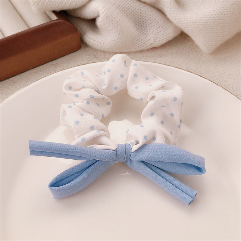 Polka-dot Soft Bow Ponytail Elastic Hair Tie