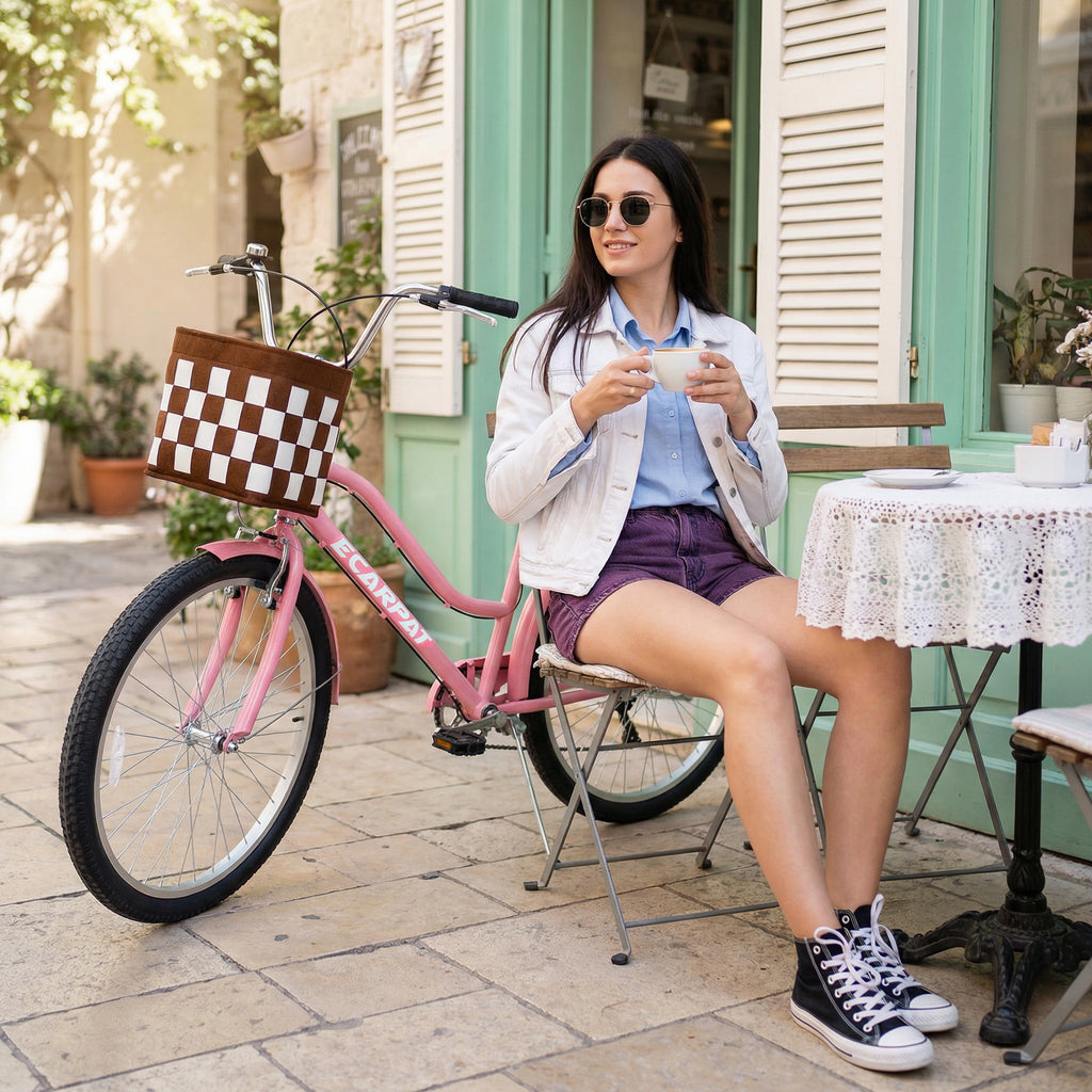26 pouces vélo de navette de ville à 7 vitesses avec serrure et panier amovible Cadre en acier haute sensibilité