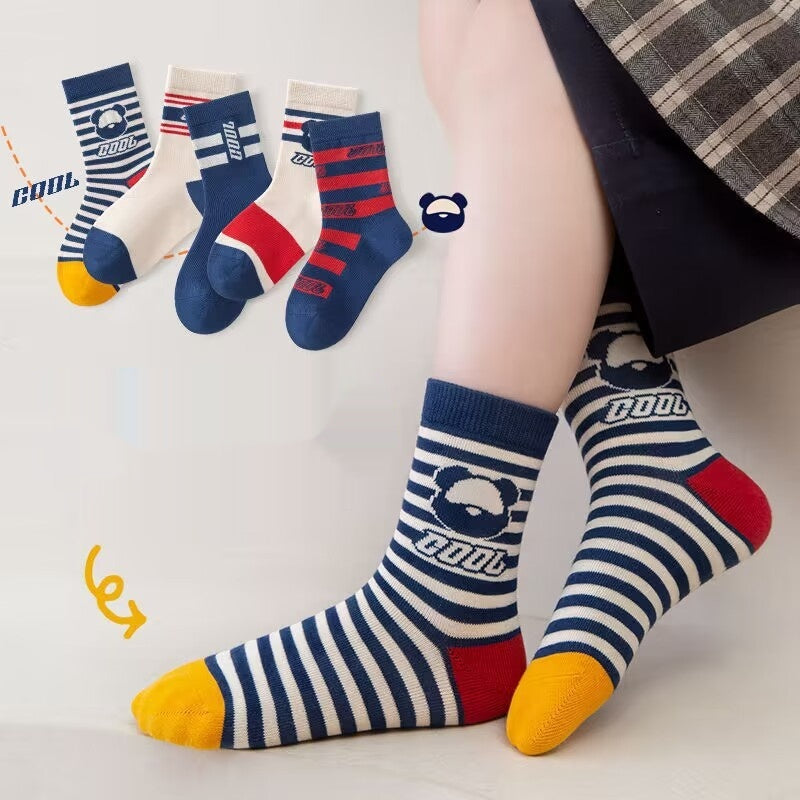Chaussettes d'étudiant en coton peigné Cartoon Dinosaure