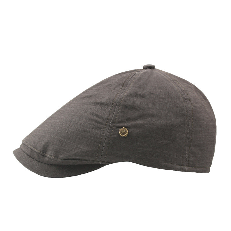 Plaid hommes plat Cap Retro W Bouton de cuivre Beret
