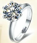 925 Argent Anneau à six griffes plaqué or avec Mossanite femelle T Carbon Diamond