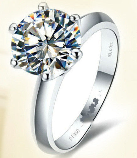 925 Argent Anneau à six griffes plaqué or avec Mossanite femelle T Carbon Diamond