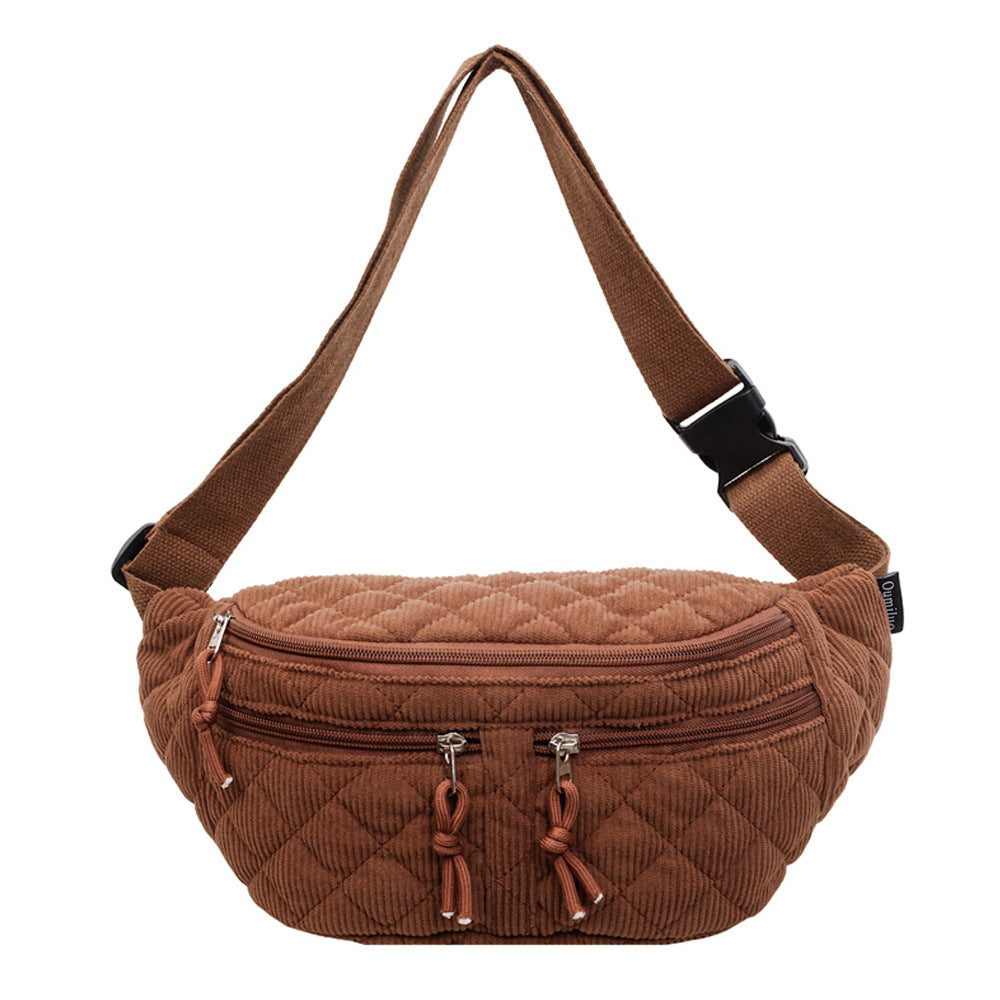 Sac de poitrine en coton massif de couleur basse Niche-design Épaule et corps croisé polyvalent et facile T