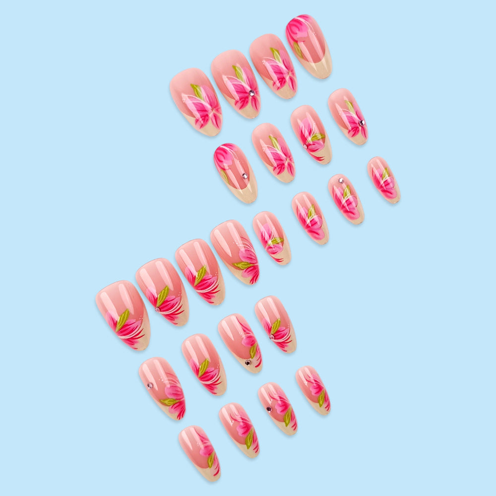 Stickers 24 Pièces en forme d'amandes en forme d'amandes à ongles à fleur en acrylique avec 3D E