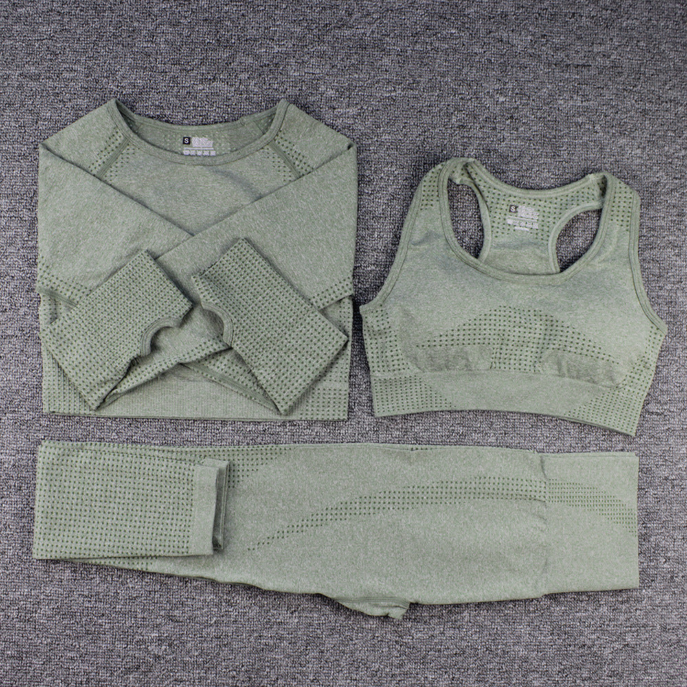 Top à manches longues et pantalons de soutien-gorge en trois pièces