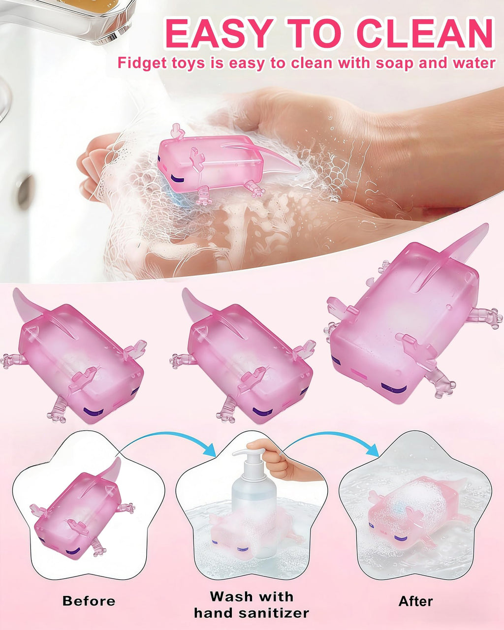1Pc Axolotl Cube balle de stress