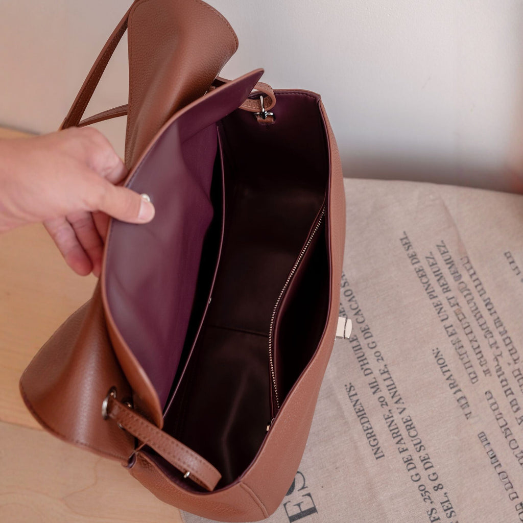 Crossbody Full-grain Sac de navette en cuir élégant