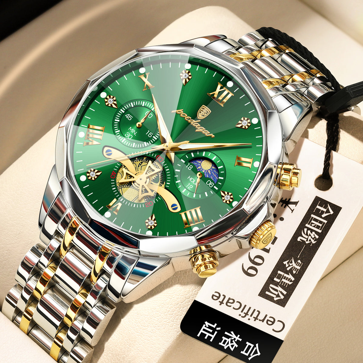 Imperméable Multifonctionnel Trendy Haute-Fin Montre Quartz Homme Lumineux