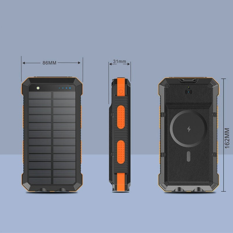 Solar Magnetic Wireless Charger Power Bank 20000 MA Éclairage extérieur étanche